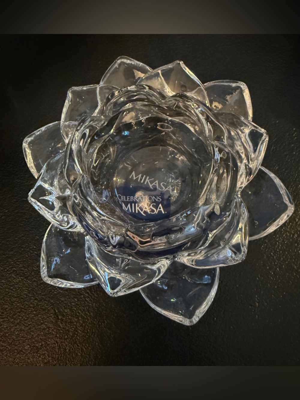 Mikasa celebrations 4.75 inch clear crystal flower tealight holder
